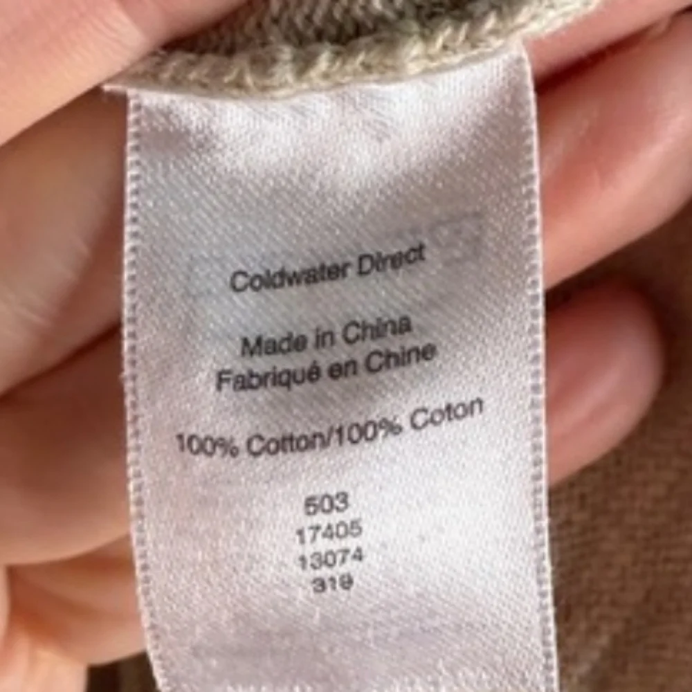 Coldwater Creek 100% Cotton Beige Sunflower Long Sleeve Sweater Top Large - Picture 5 of 7